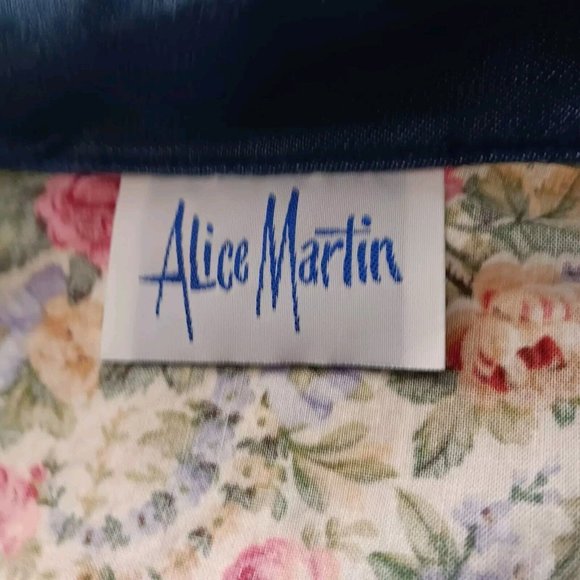 Vintage Womens M Jacket Lightweight Chambray Floral Peony Alice Martin Zip Up - Picture 7 of 16